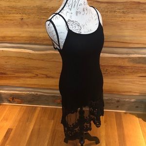 NWT Yahada black slip dress with crochet trim